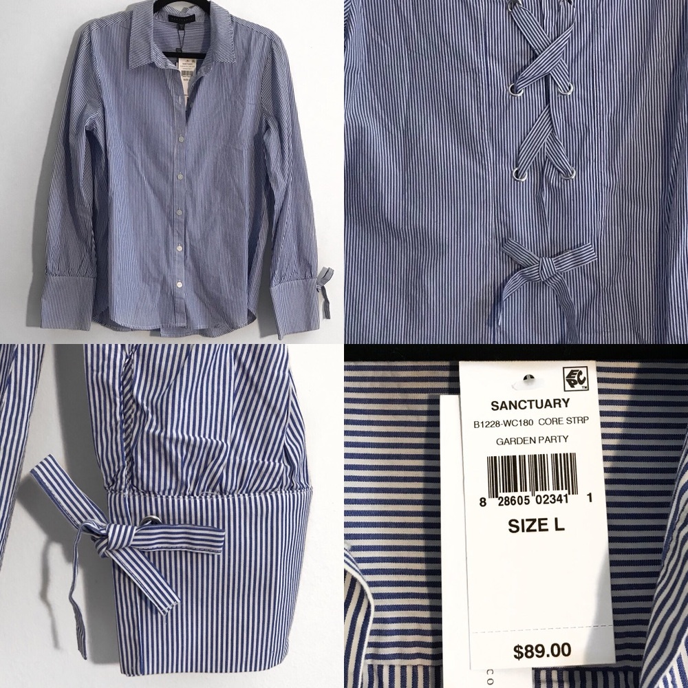SANCTUARY Button Down Blouse with Lacing